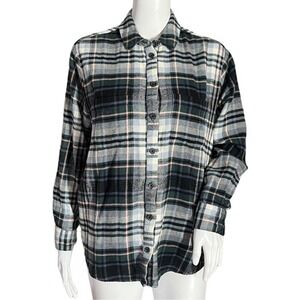 Madewell Shirt Womens Small Flannel Sunday Shirt Midnight Green‎ Shacket Casual